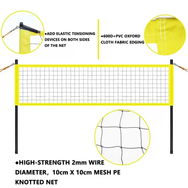 Portable Professional Outdoor Volleyball Net Set with Adjustable Height Poles