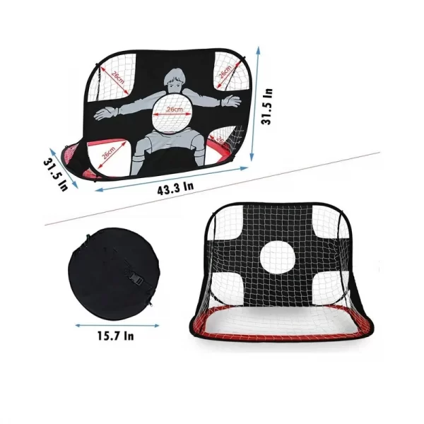 2 in 1 Pop Up Kids Soccer Goal Foldable Portable Football