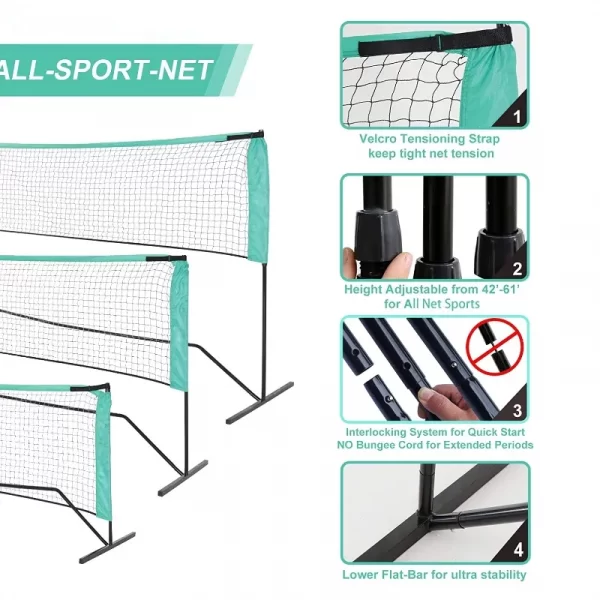 Volleyball Net for Kids,Tennis Net Set for Kids,Badminton Net Set,Tennis Net,Multi Sports Net for Pickleball,Volleyball,Soccer,Tennis for Indoor Outdoor with Carry Bag