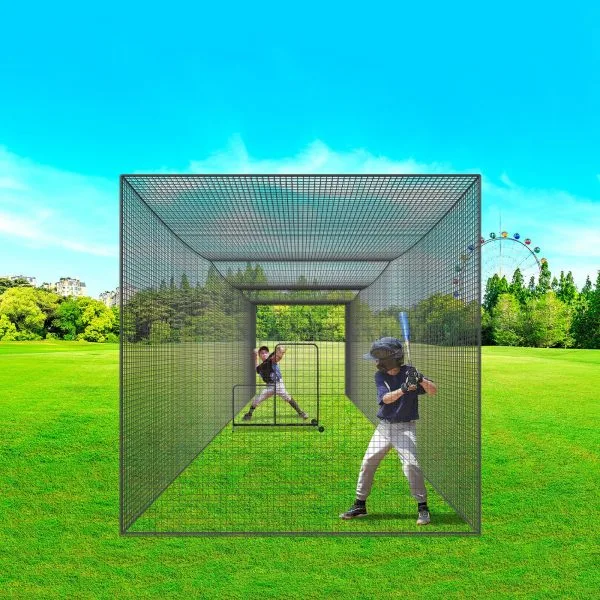 Softball Baseball Batting Cage Netting Heavy Duty PE Pitching Batting Net, un pezzo quadrato pratica portatile Pitching Cage Net w / borsa (solo rete)