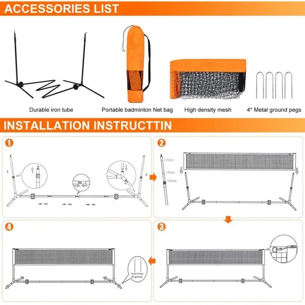 تنس الريشة الطائرة المحمولة القابلة للتعديل